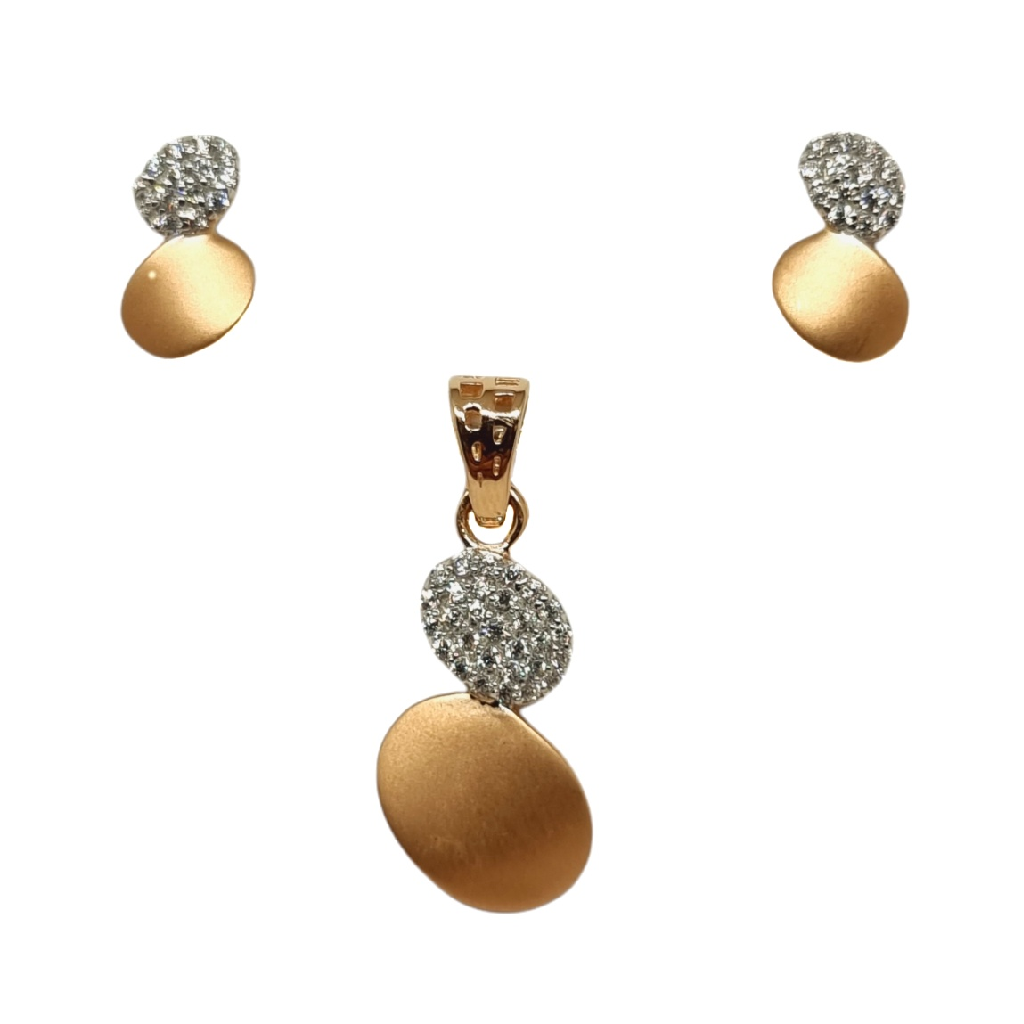 18k rose gold matte finish modern pendant set mga - ptg0166