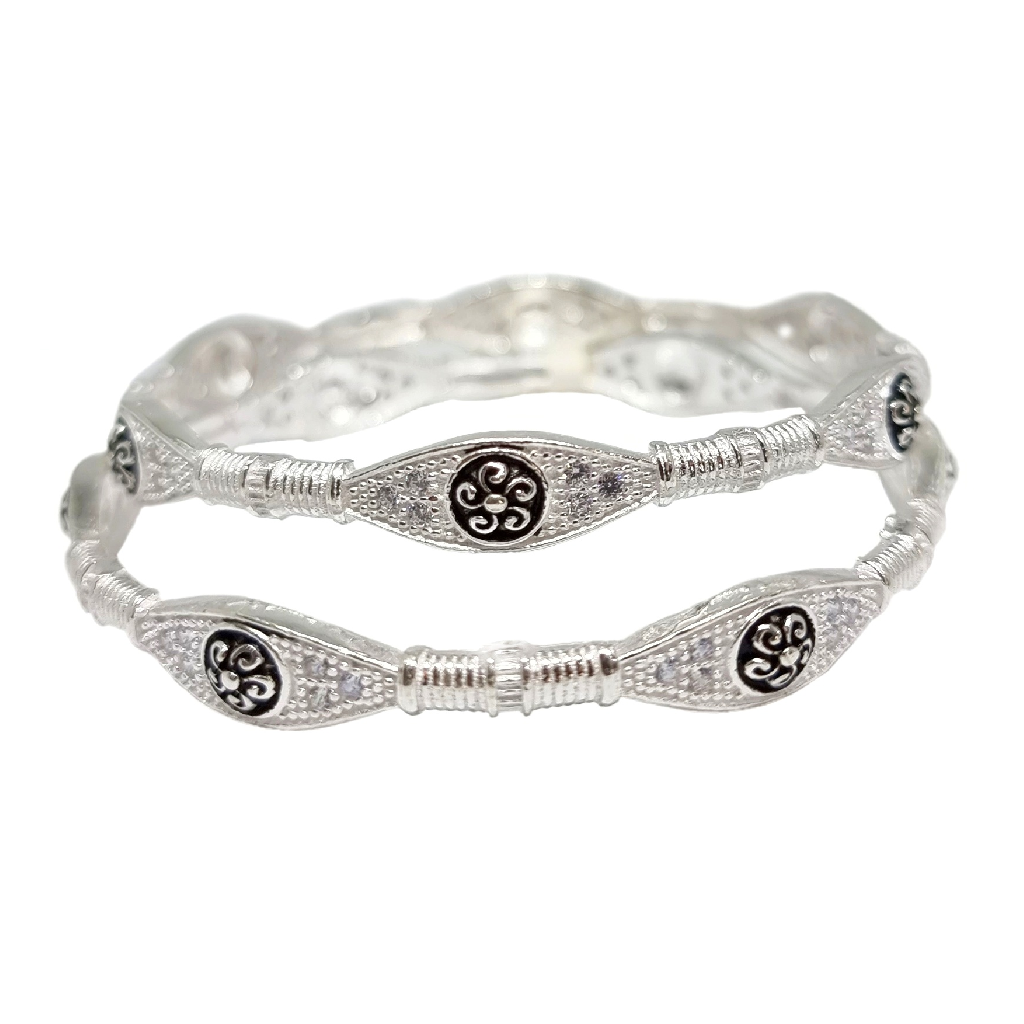 925 Sterling Silver Modern Oxidised Bangles MGA - KDS2604