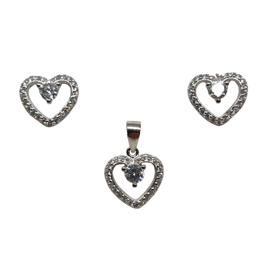 925 Sterling Silver Heart Shape Designer Pendant Set MGA - PDS0201