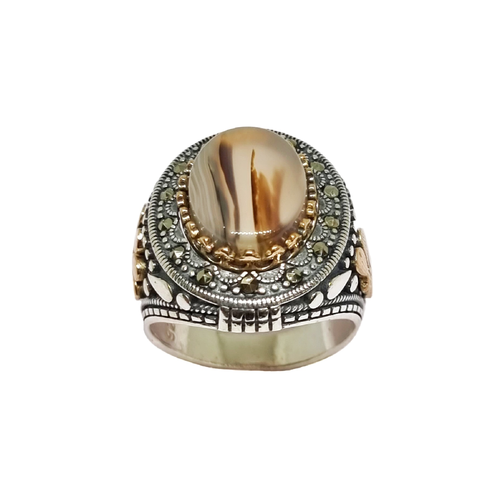 925 Sterling Silver Designer Oxidised Gents Ring MGA - GRS2515