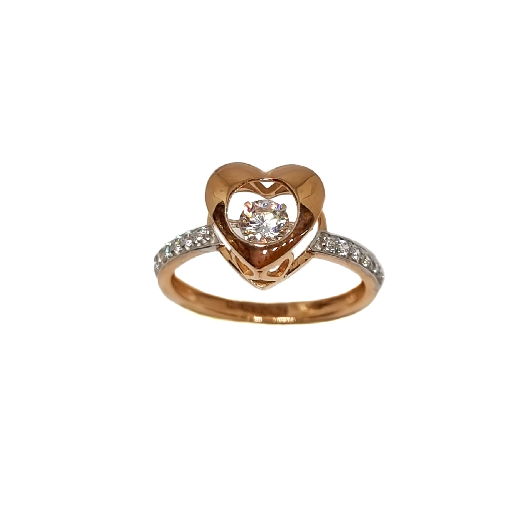 18K Rose Gold Heart Shape Movable Diamond Ring MGA - LRG1191