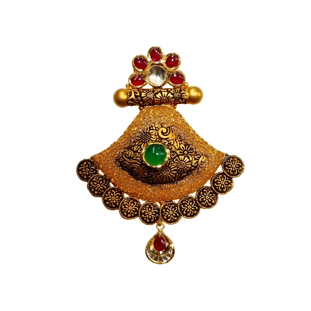 22K Gold Antique Oxidised Modern Mangalsutra Pendant MGA - MGP0025