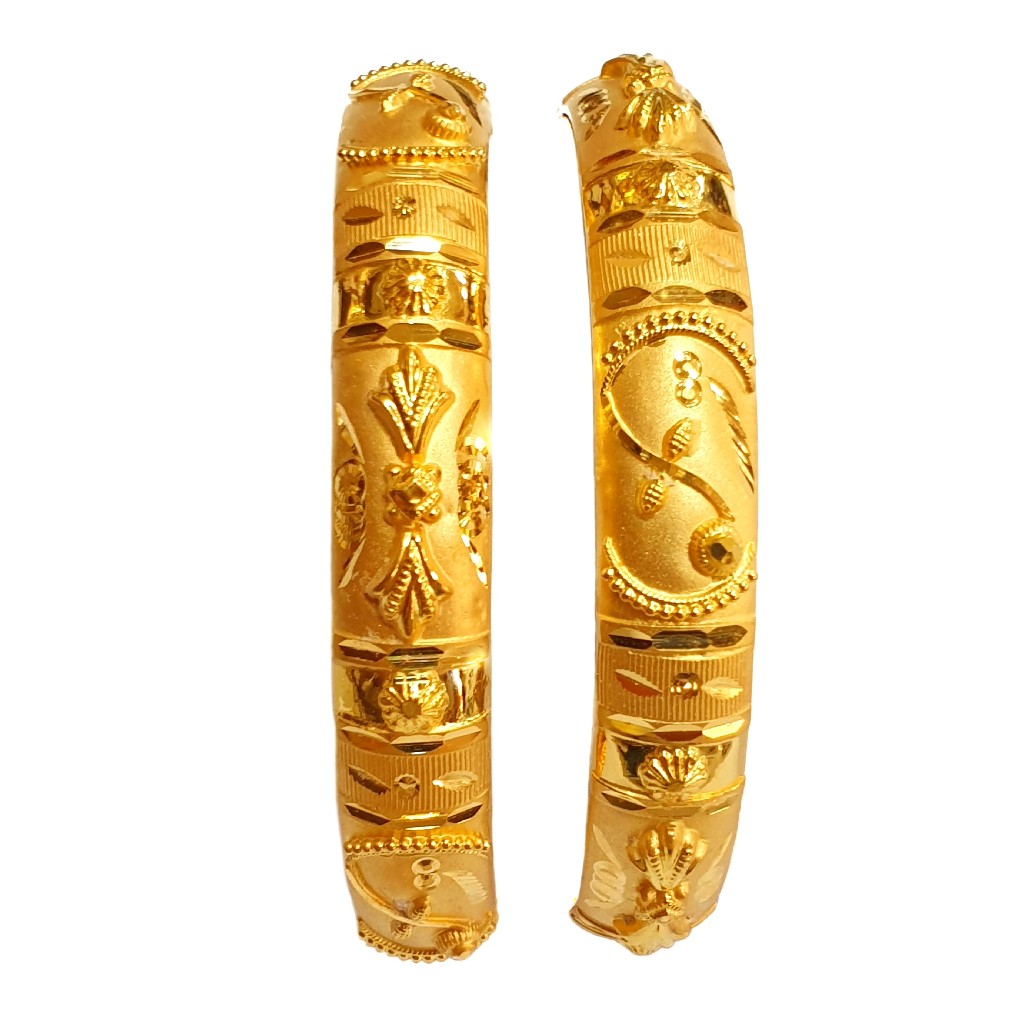22K Gold Fancy Patla Bangles MGA - GP0086