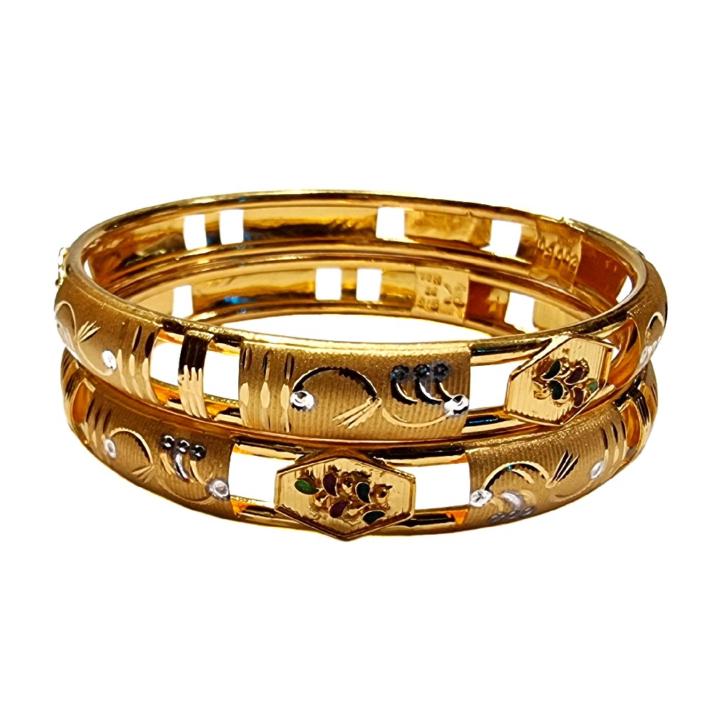 22K Gold Designer Meenakari Kadli Bangles MGA - GK0076