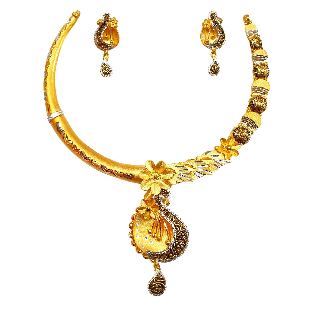 22K Gold Designer Necklace Set MGA - GN0094