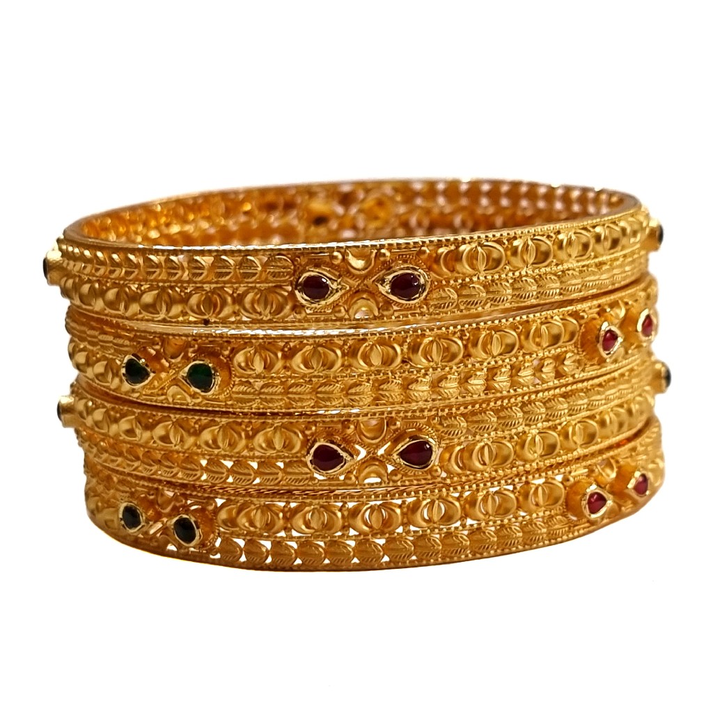 22K Gold Antique Patla Bangles MGA - GP0084