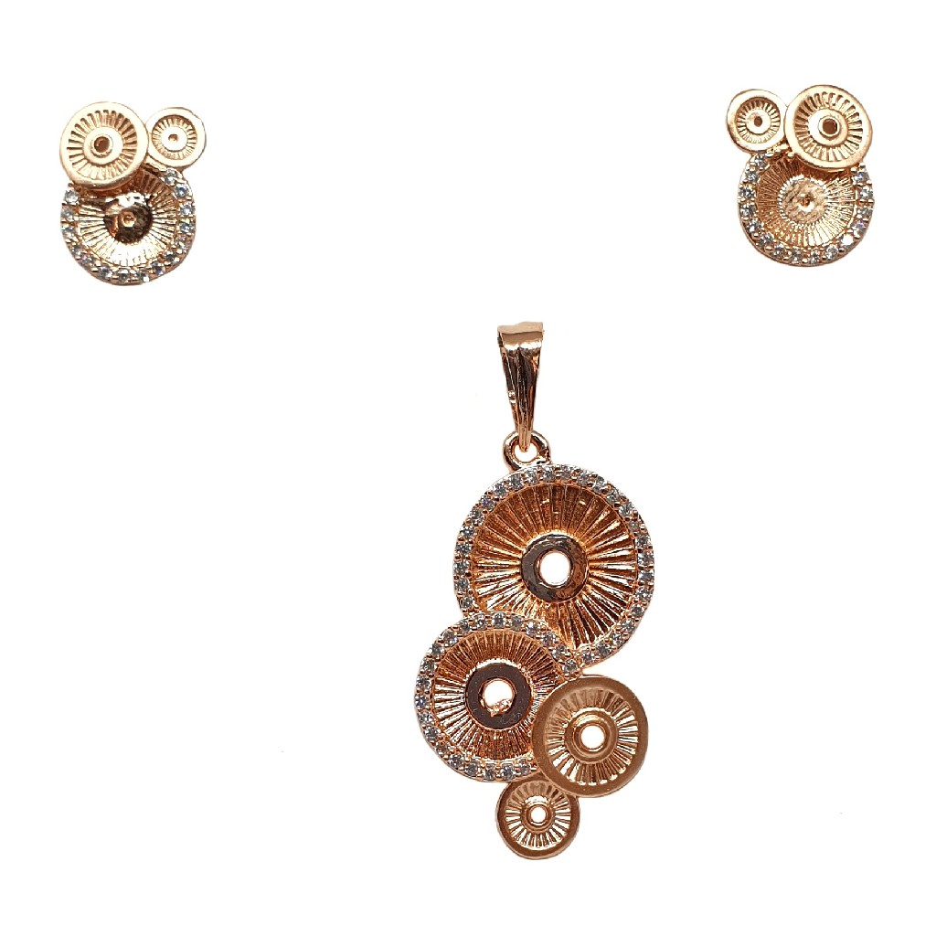925 Rose Silver Round Shaped Designer Pendant Set MGA - PTS0123