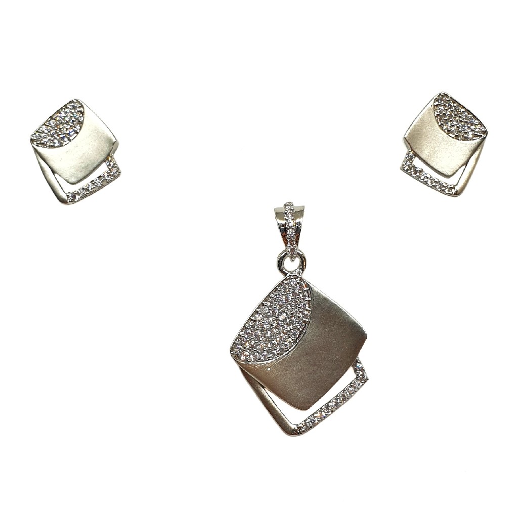 925 Sterling Silver Square Shaped Designer Pendant Set MGA -PTS0119