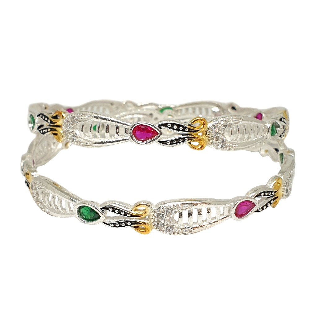 925 Sterling Silver Fancy Kadali Bangles MGA - KDS2497