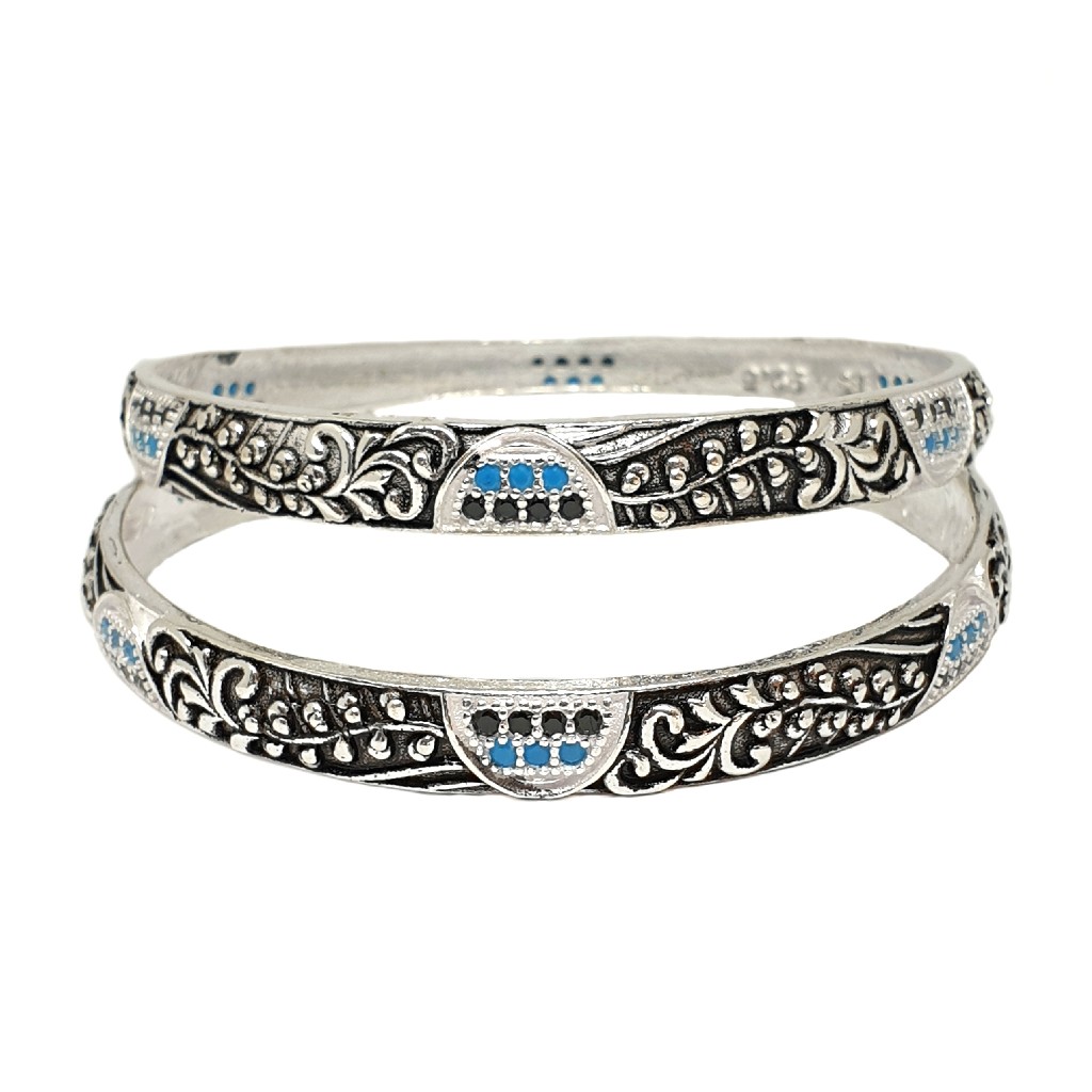 925 Sterling Silver Designer Oxidised Kadli Bangles MGA - KDS2501
