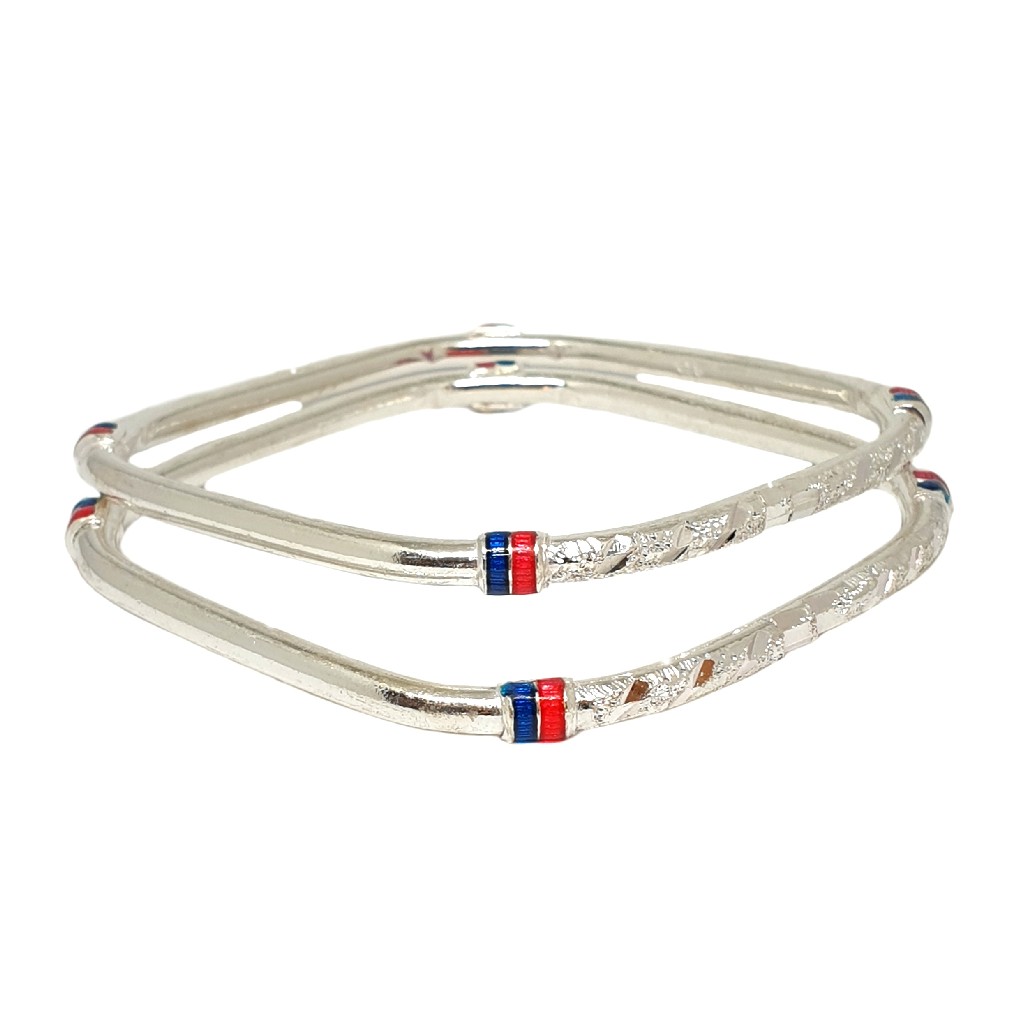 925 Sterling Silver Square Shaped Modern Kadali Bangles MGA - KDS2514