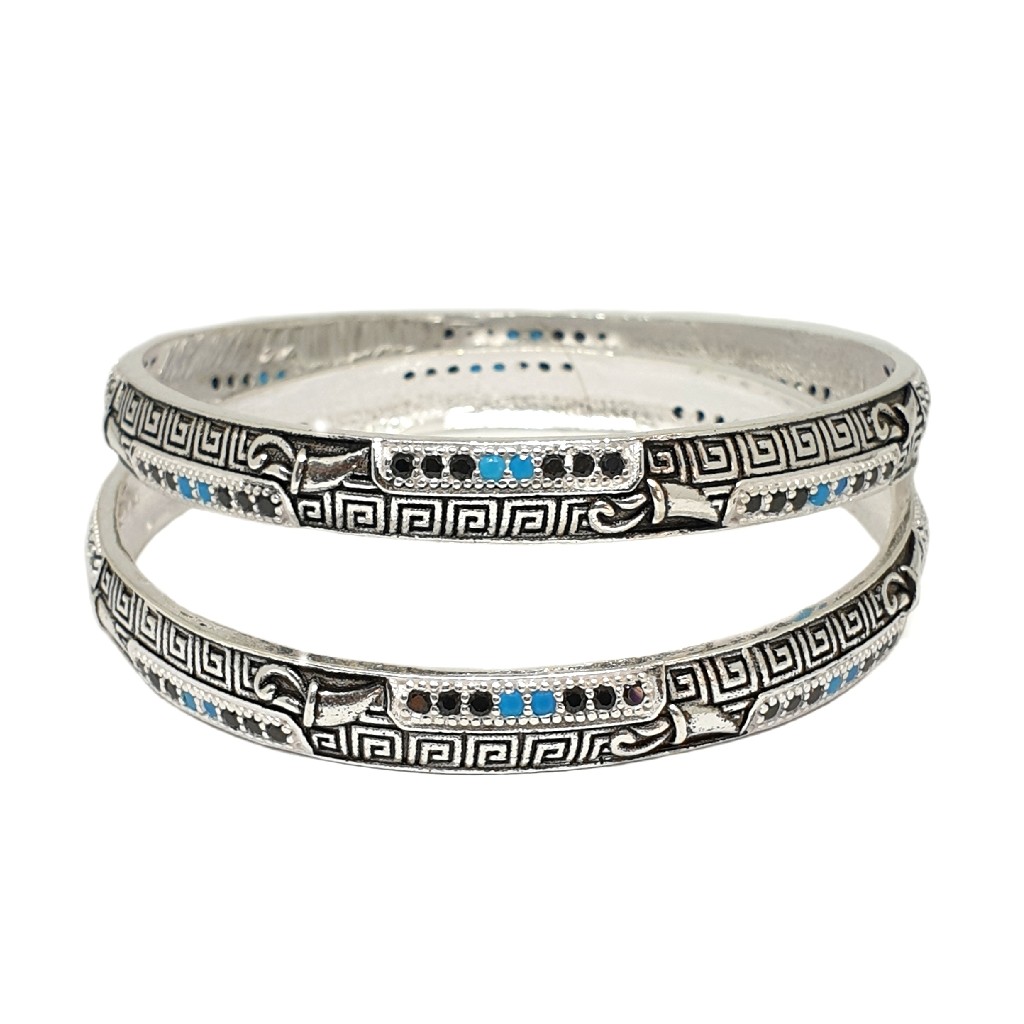 925 Sterling Silver Designer Oxidised Kadli Bangles MGA - KDS2499