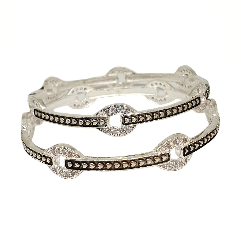 925 Sterling Silver Designer Oxidised Kadli Bangles MGA - KDS2541