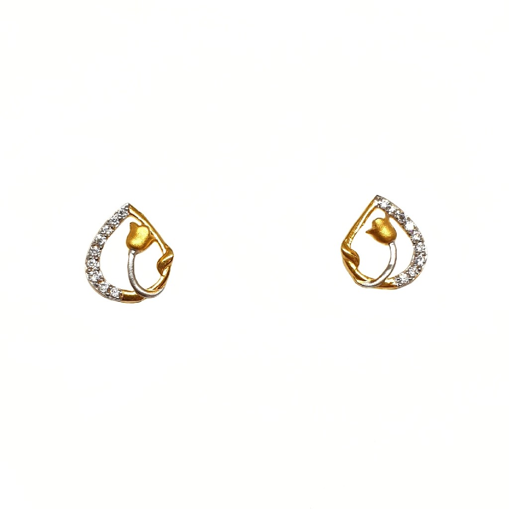 22K Gold Flower Shaped Modern Earrings MGA - BTG0486