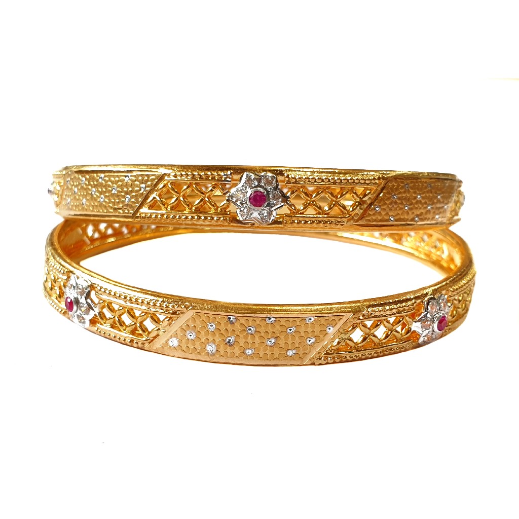 22K Gold Flower Shaped Designer Kadli MGA - GK0074