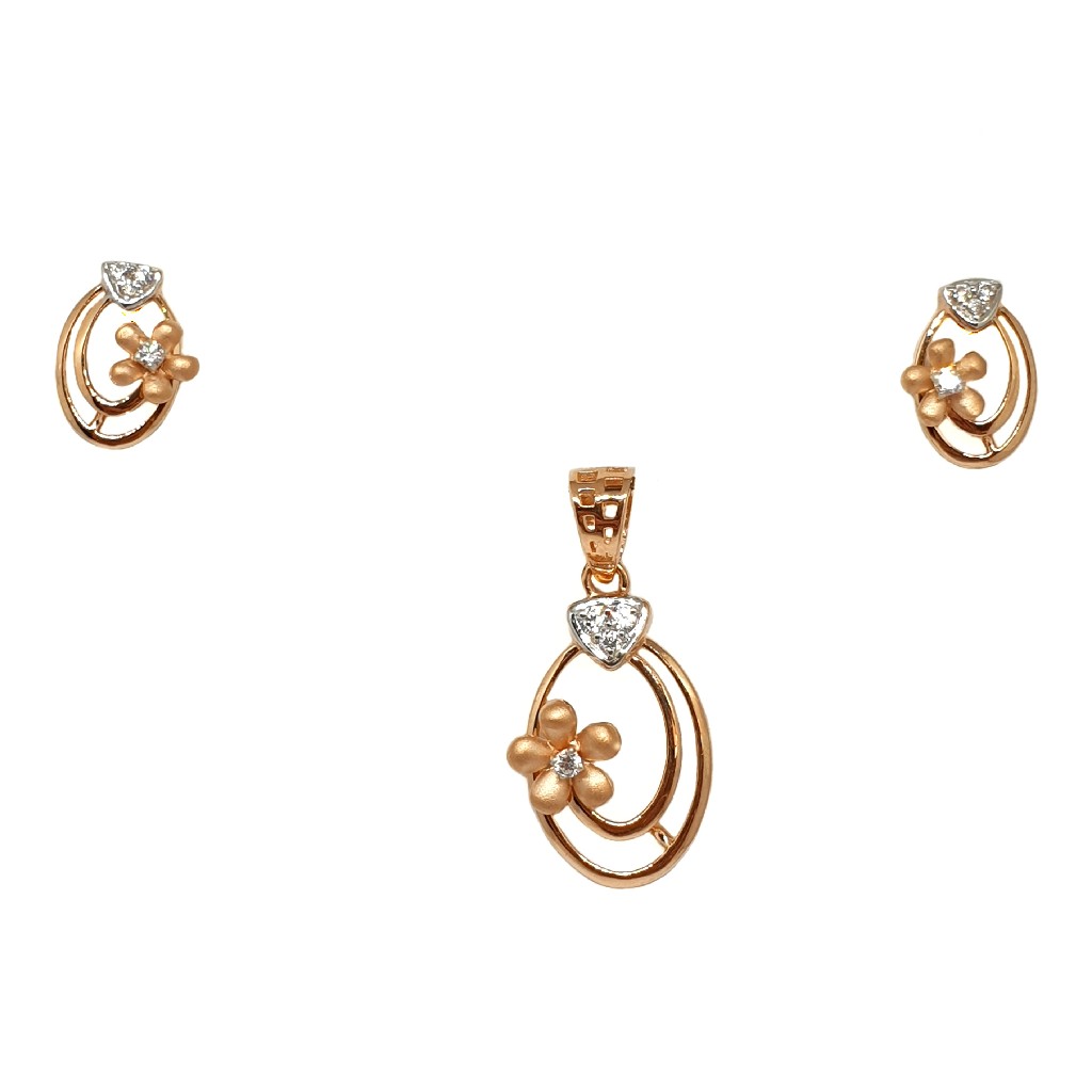 18K Rose Gold Flower Shaped Modern Pendant Set MGA - PTG0141