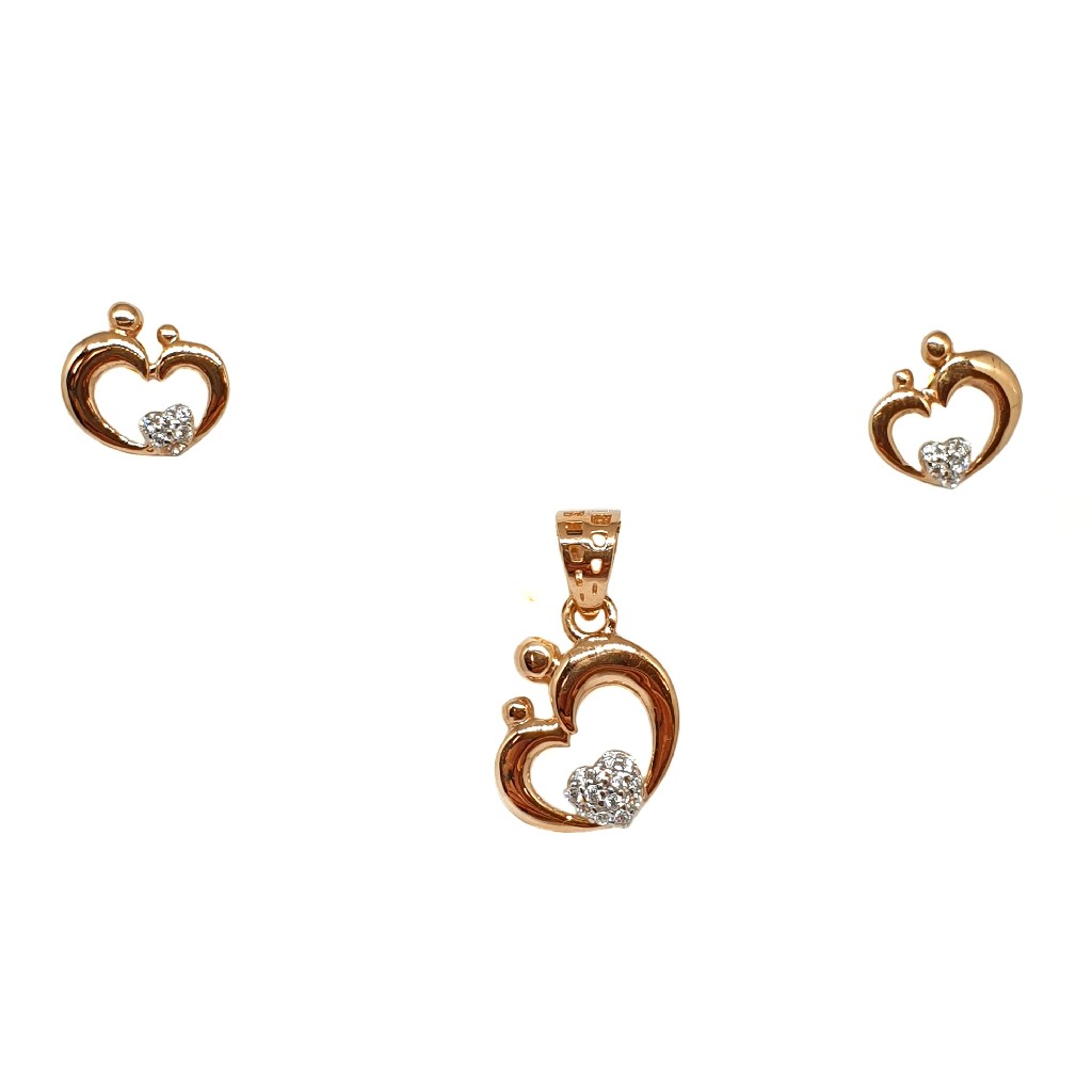 18K Rose Gold Heart Shaped Modern Pendant Set MGA - PTG0144