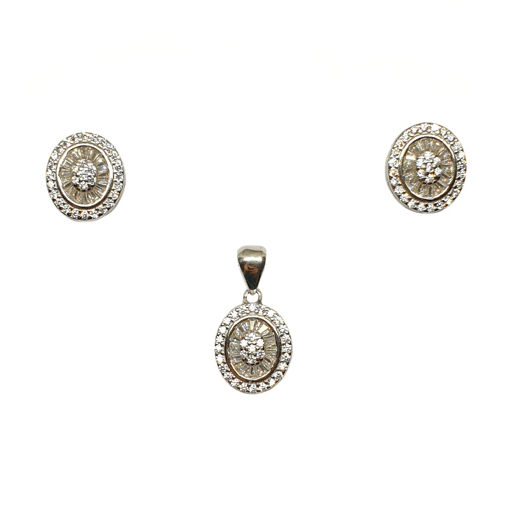 925 Sterling Silver Oval Shaped Pendant Set MGA - PTS0101