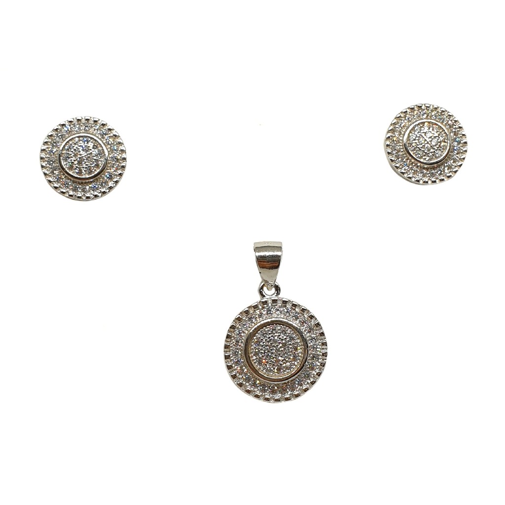 925 Sterling Silver Round Shaped Pendant Set MGA - PTS0108