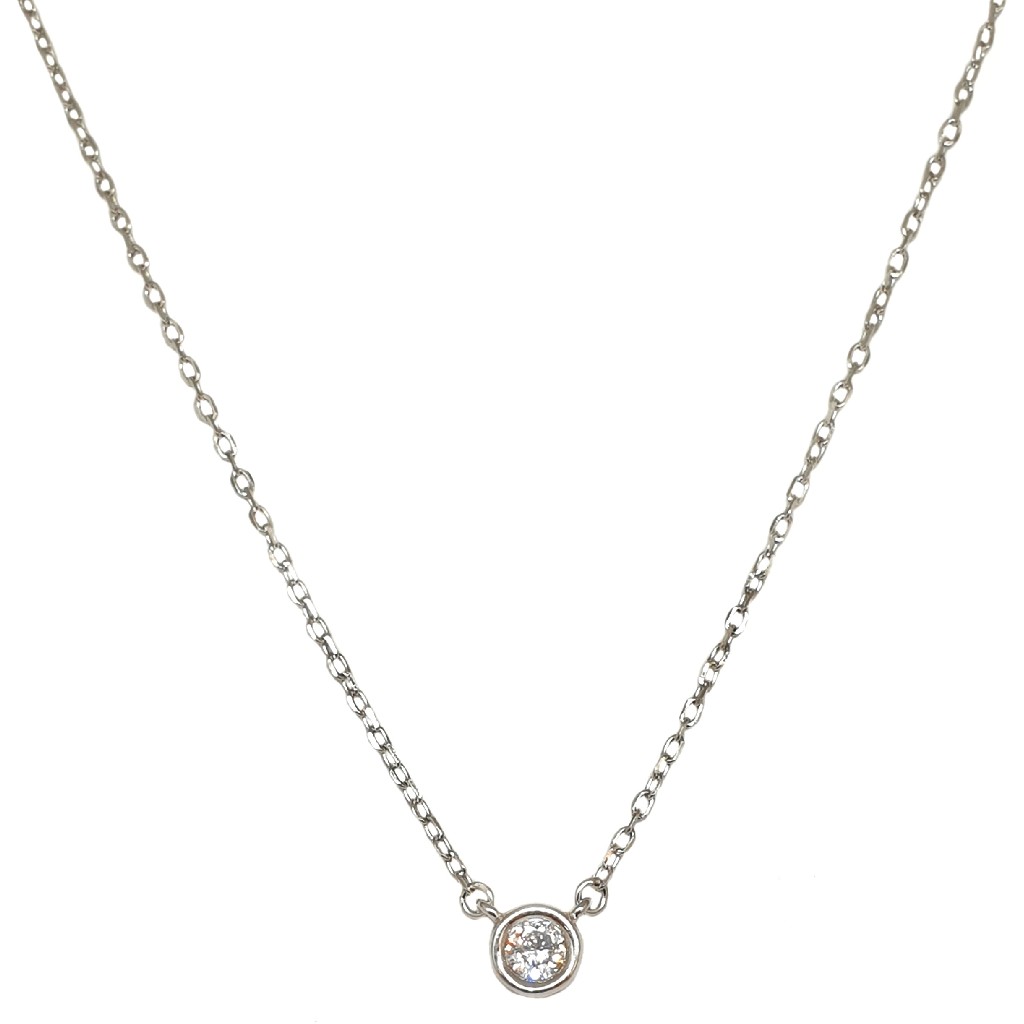 925 Sterling Silver Solitaire Diamond Chain Necklace MGA - CHS1821