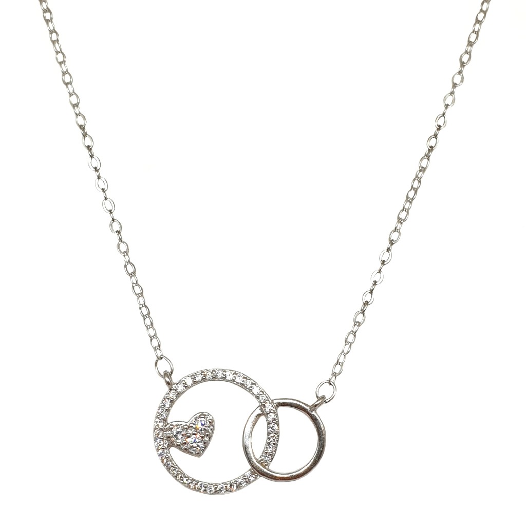 925 Sterling Silver Round Shaped Heart Chain Necklace MGA - CHS1829