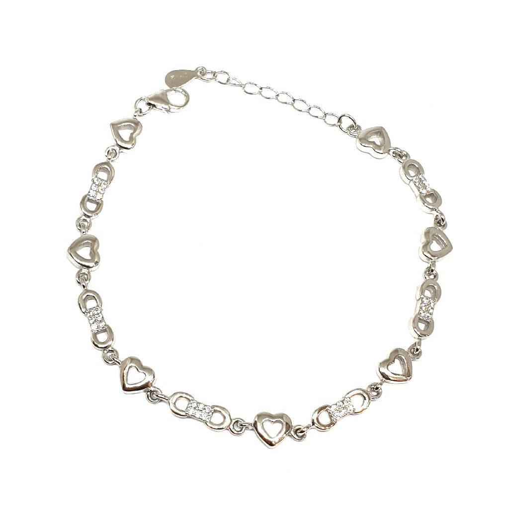 925 Sterling Silver Heart Shape Bracelet MGA - BRS1766