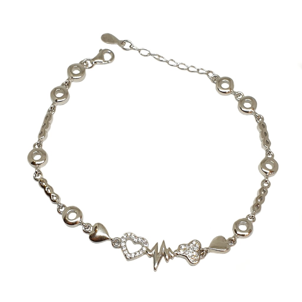 925 Sterling Silver Heart Shape Bracelet MGA - BRS1753