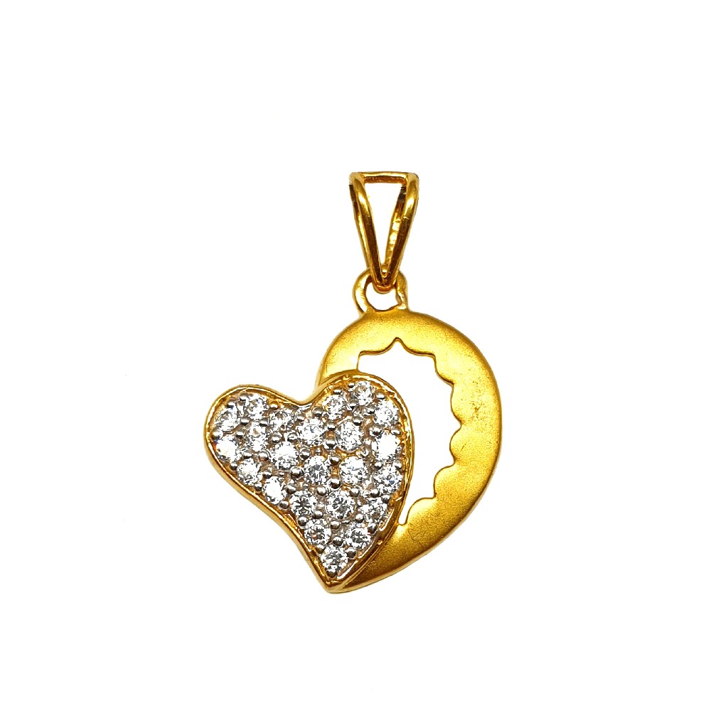 22K Gold Heart Shaped Matte Finish Pendant MGA - PDG1181