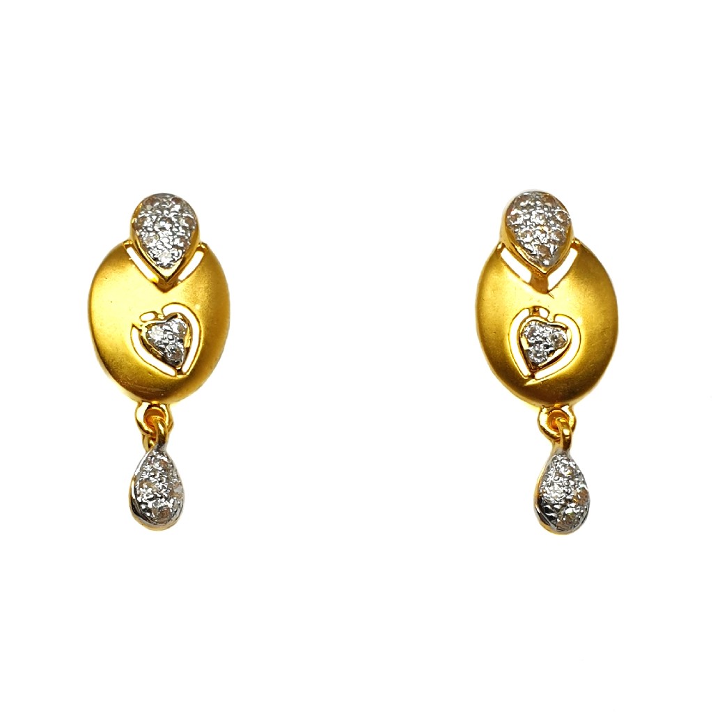 22K Gold Heart Shaped Matte Finish Earrings MGA - BTG0464