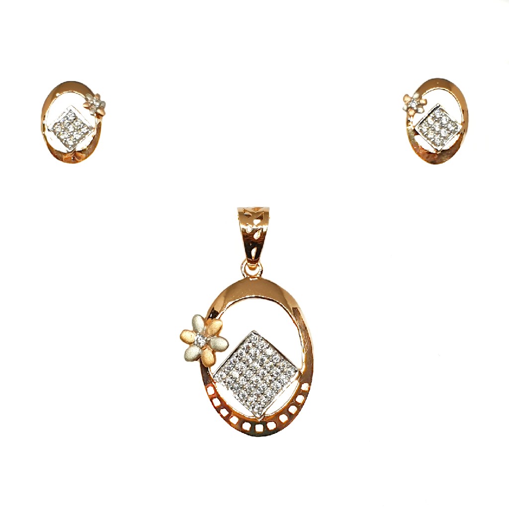 18K Rose Gold Oval shaped Modern Pendant Set MGA - PTG0129