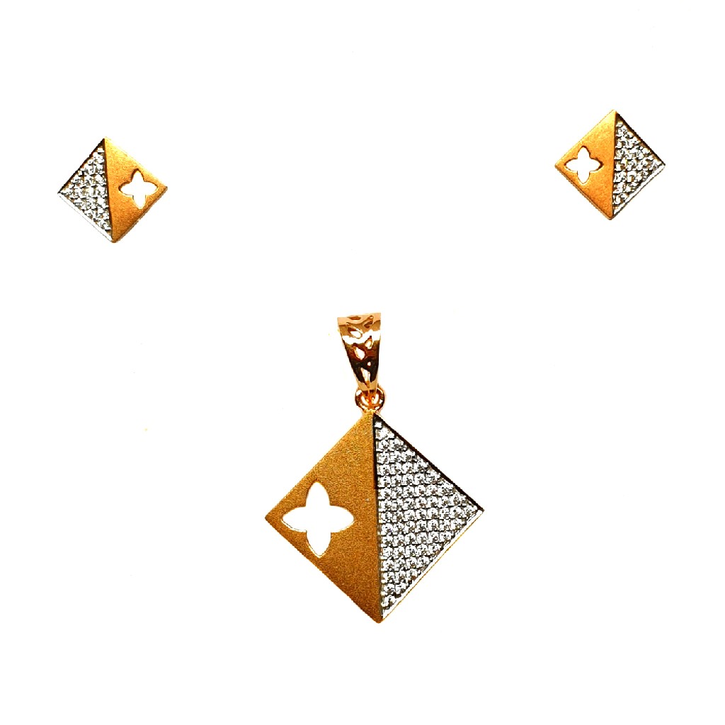 18K Rose Gold Square Shaped Modern Pendant Set MGA - PTG0126