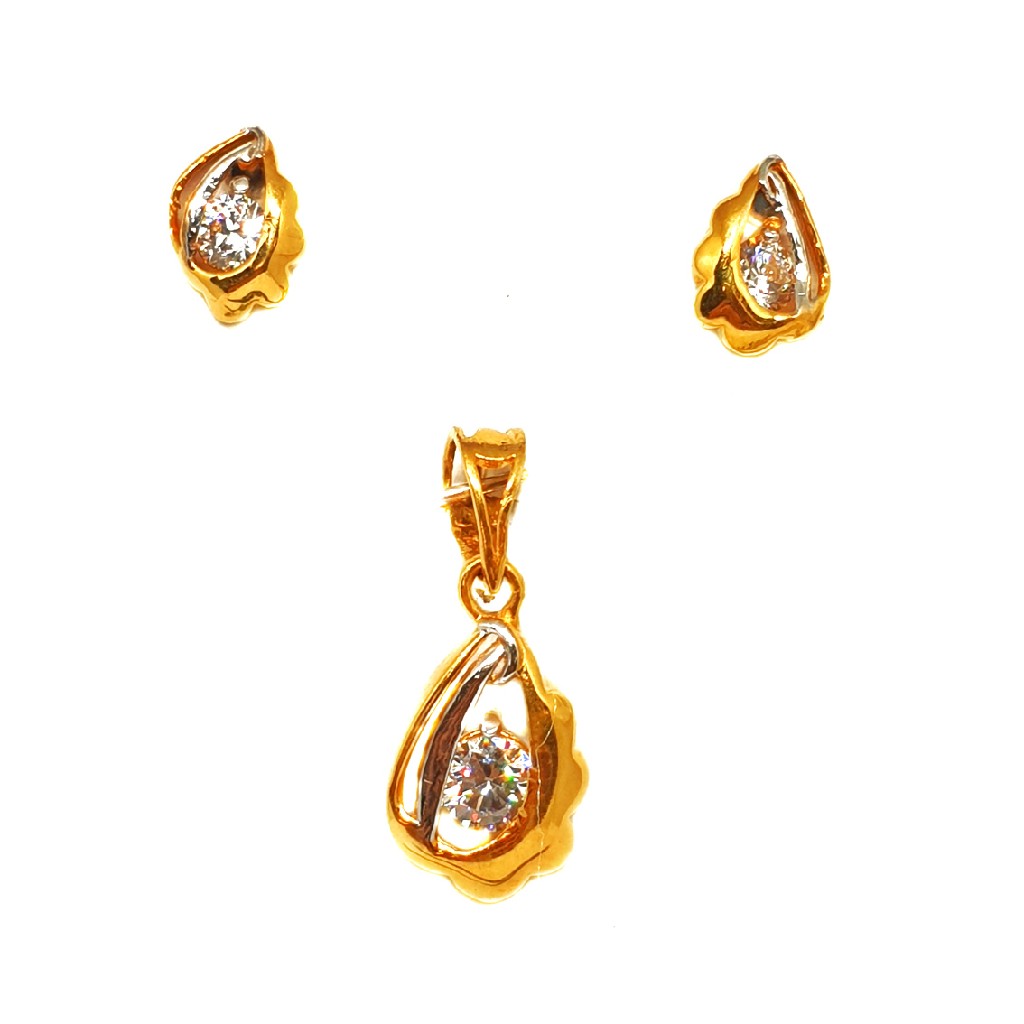 22K Gold Solitaire Diamond Pendant Set MGA - PTG0117