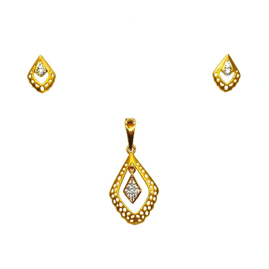 22K Gold Matte Finish Designer Pendant Set MGA - PTG0124