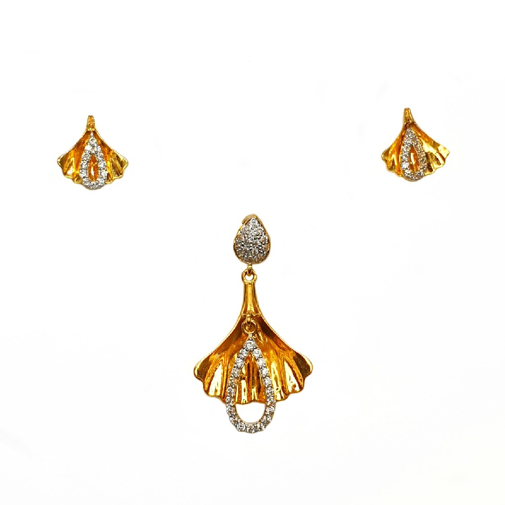 22K Gold Modern Pendant Set MGA - PTG0123