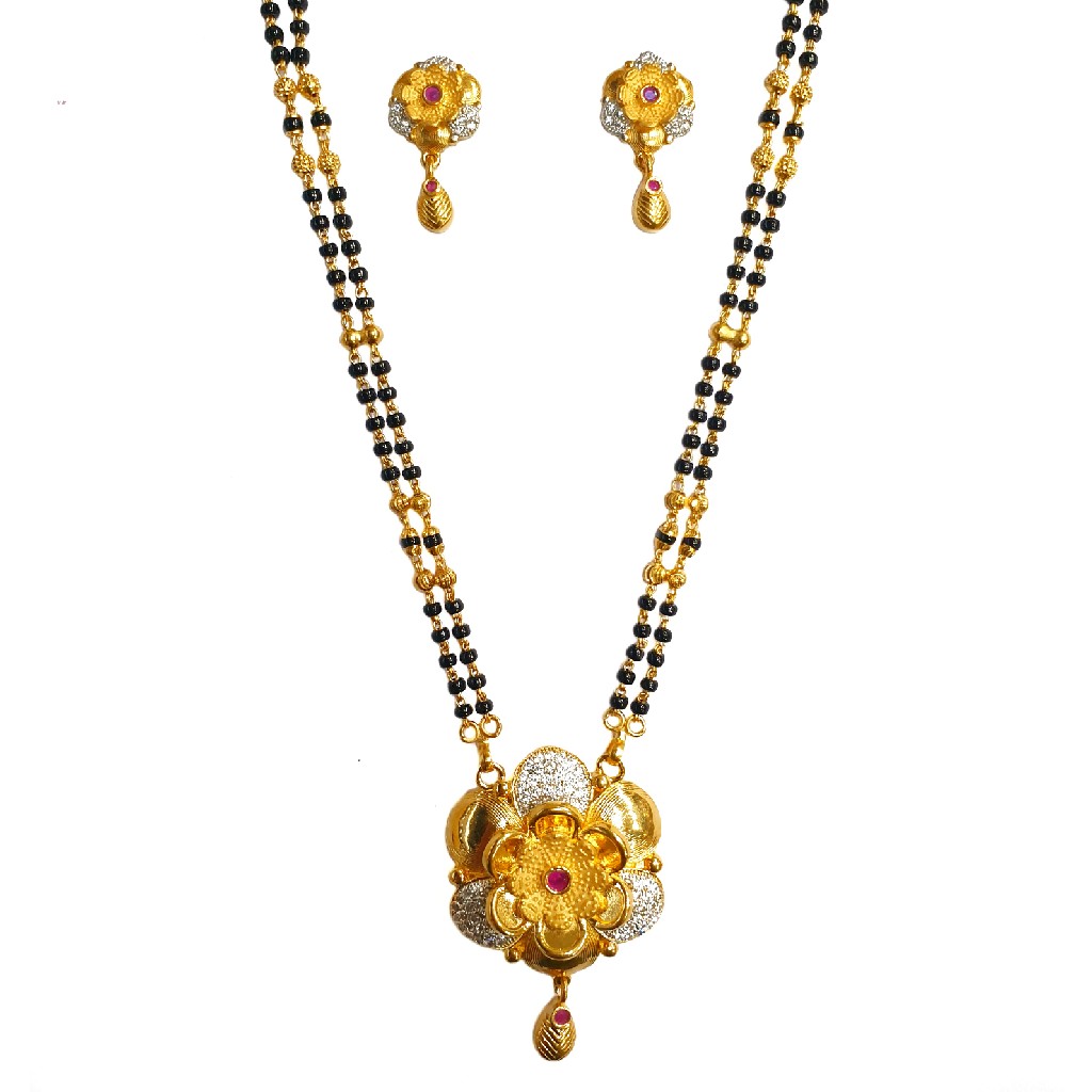 1 Gram Gold Forming Flower Shaped Mangalsutra MGA - MSE0450