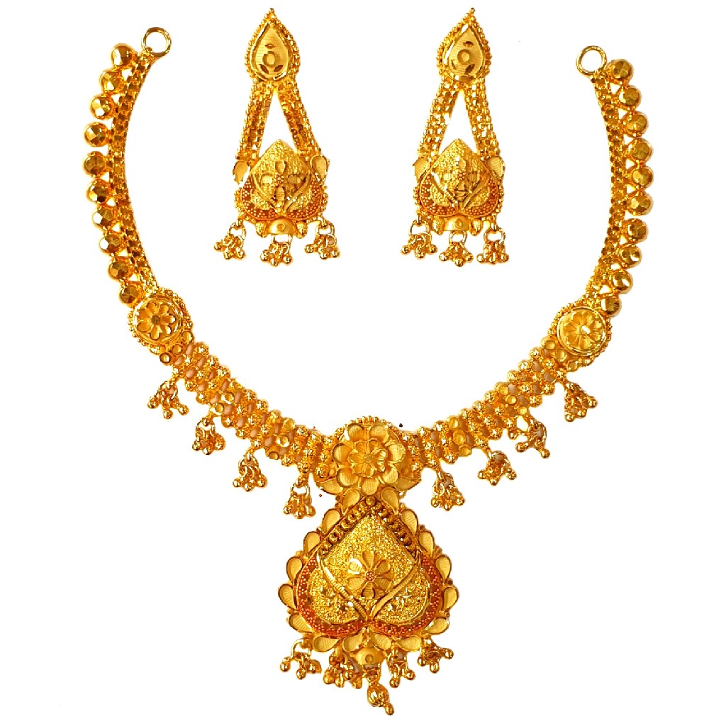 1 Gram Gold Forming Kalkatti Necklace Set MGA - STE0106