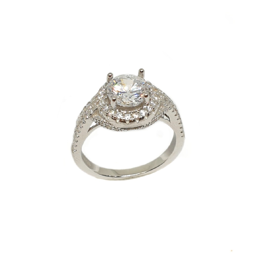 925 Sterling Silver Solitaire Diamond Ring MGA - LRS3510