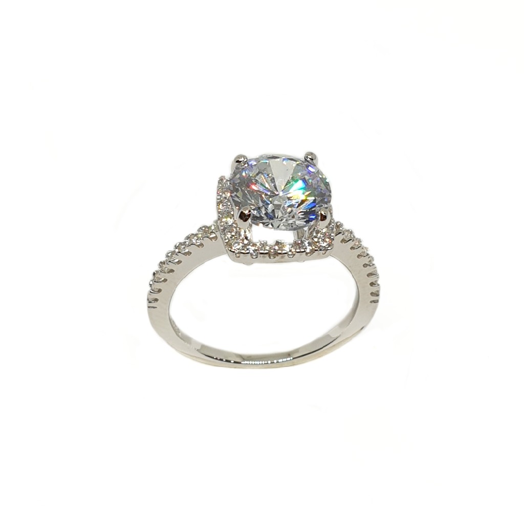 925 Sterling Silver Solitaire Diamond Ring MGA - LRS3484