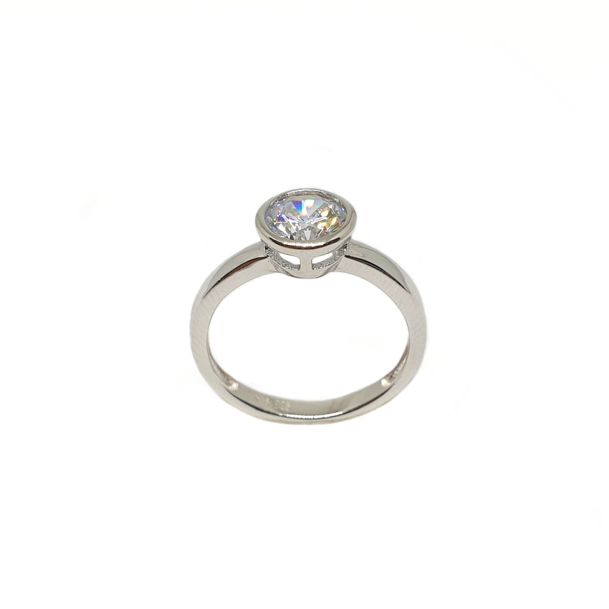925 Sterling Silver Solitaire Diamond Ring MGA - LRS3471
