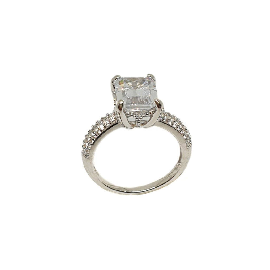 925 Sterling Silver Solitaire CZ Diamond Ring MGA - LRS3479