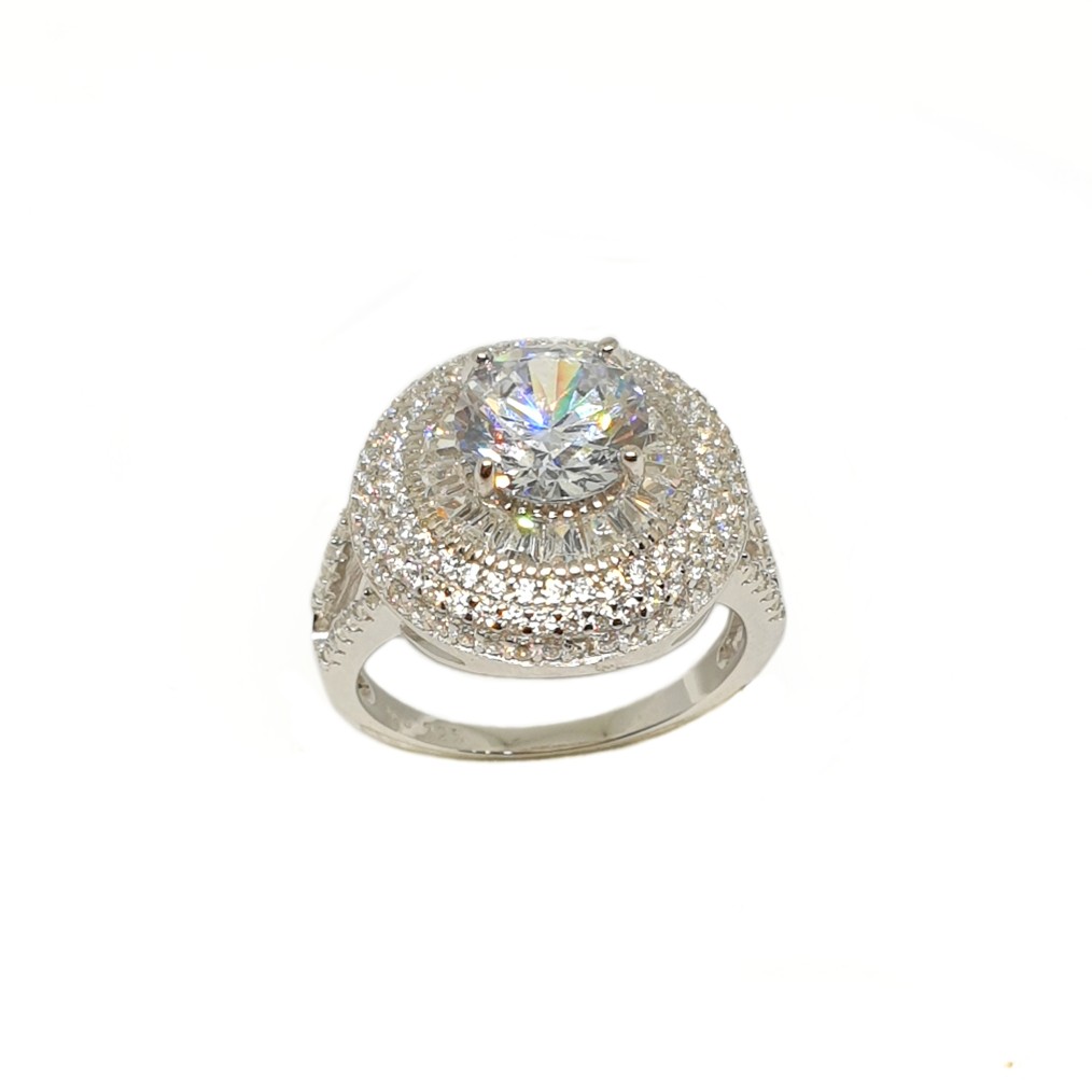 925 Sterling Silver Round Shaped Designer Ring MGA - LRS3513