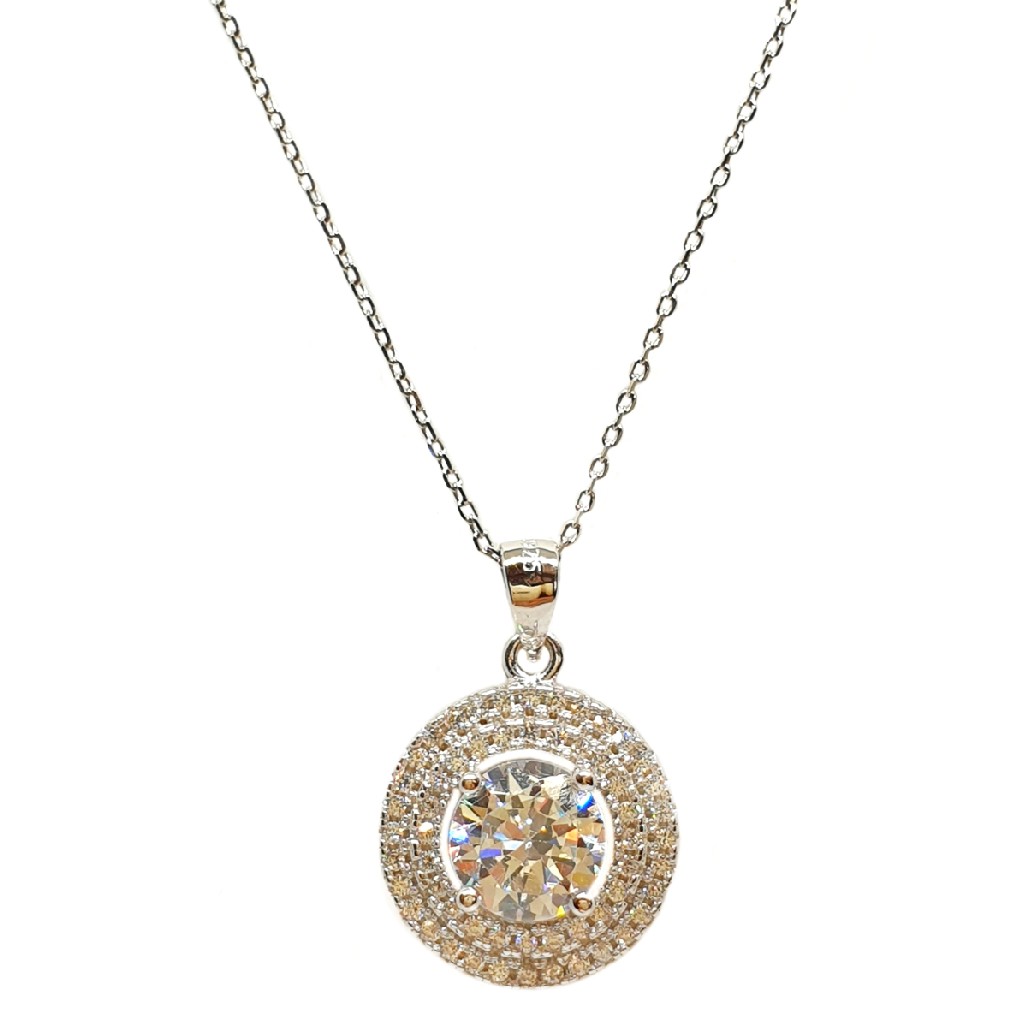 925 Sterling Silver Round Shaped Designer Necklace Chain MGA - NKS0055