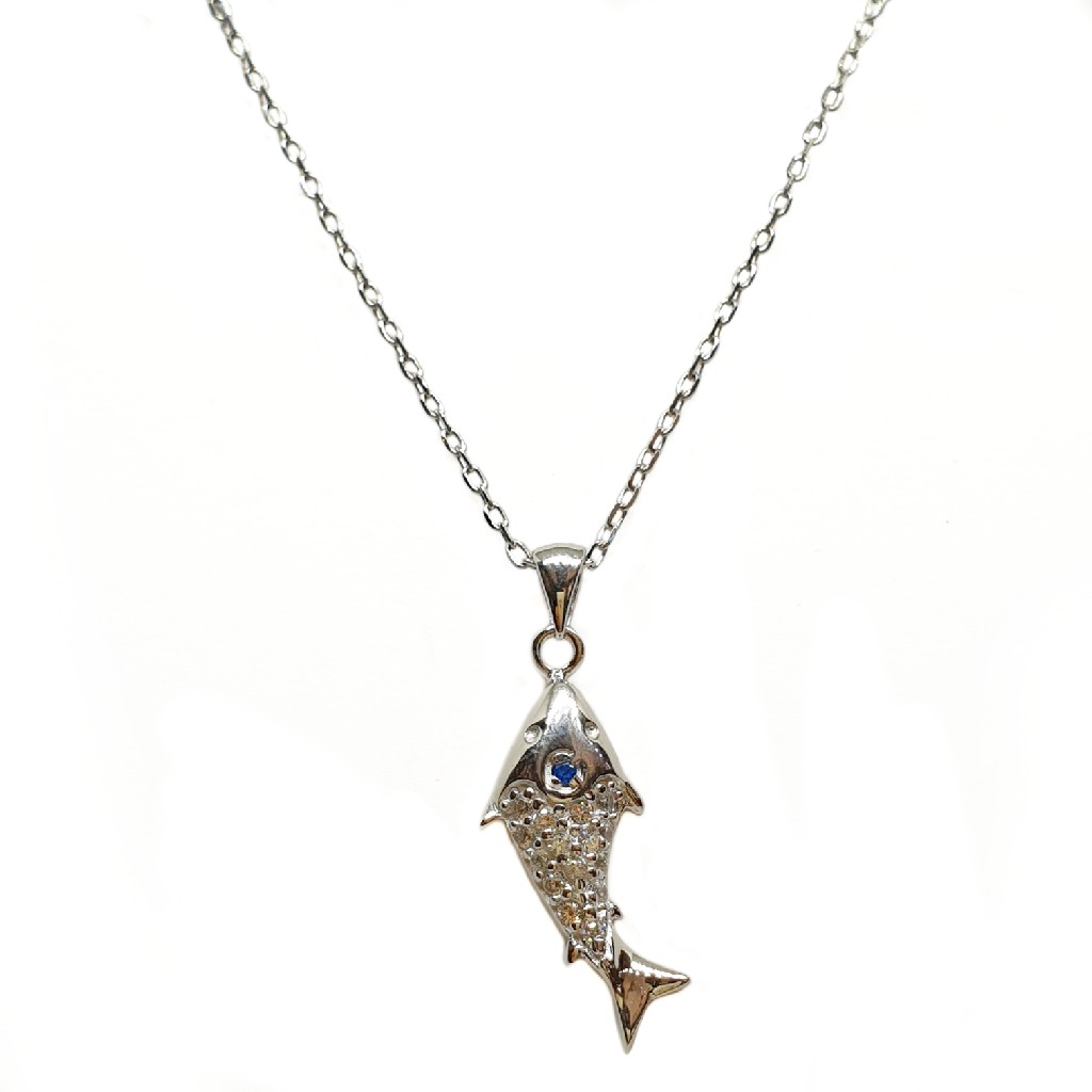 925 Sterling Silver Dolphin Shaped Designer Necklace Chain MGA - NKS0077