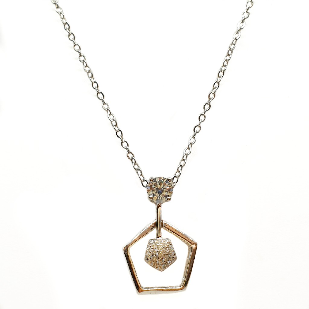 925 Sterling Silver Hexagon Shaped Necklace Chain MGA - NKS0079