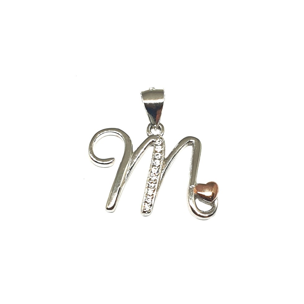 925 Sterling Silver Alphabet (Letter M) Pendant MGA - PDS0173