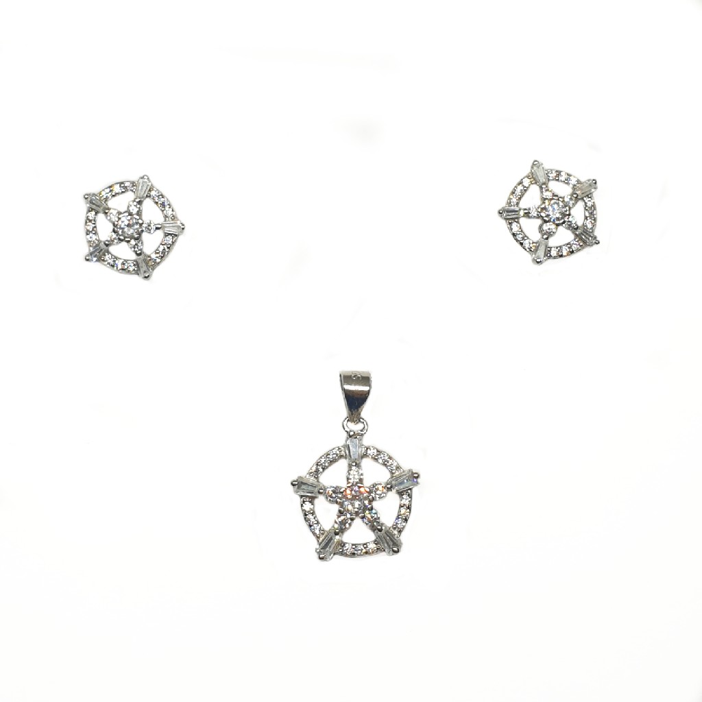 925 Sterling Silver Round Shaped Designer Pendant Set MGA - PTS0093