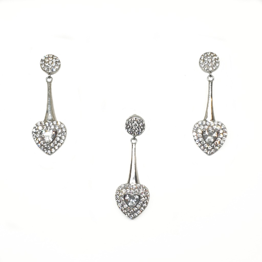 925 Sterling Silver Heart Shaped Pendant Set MGA - PTS0096