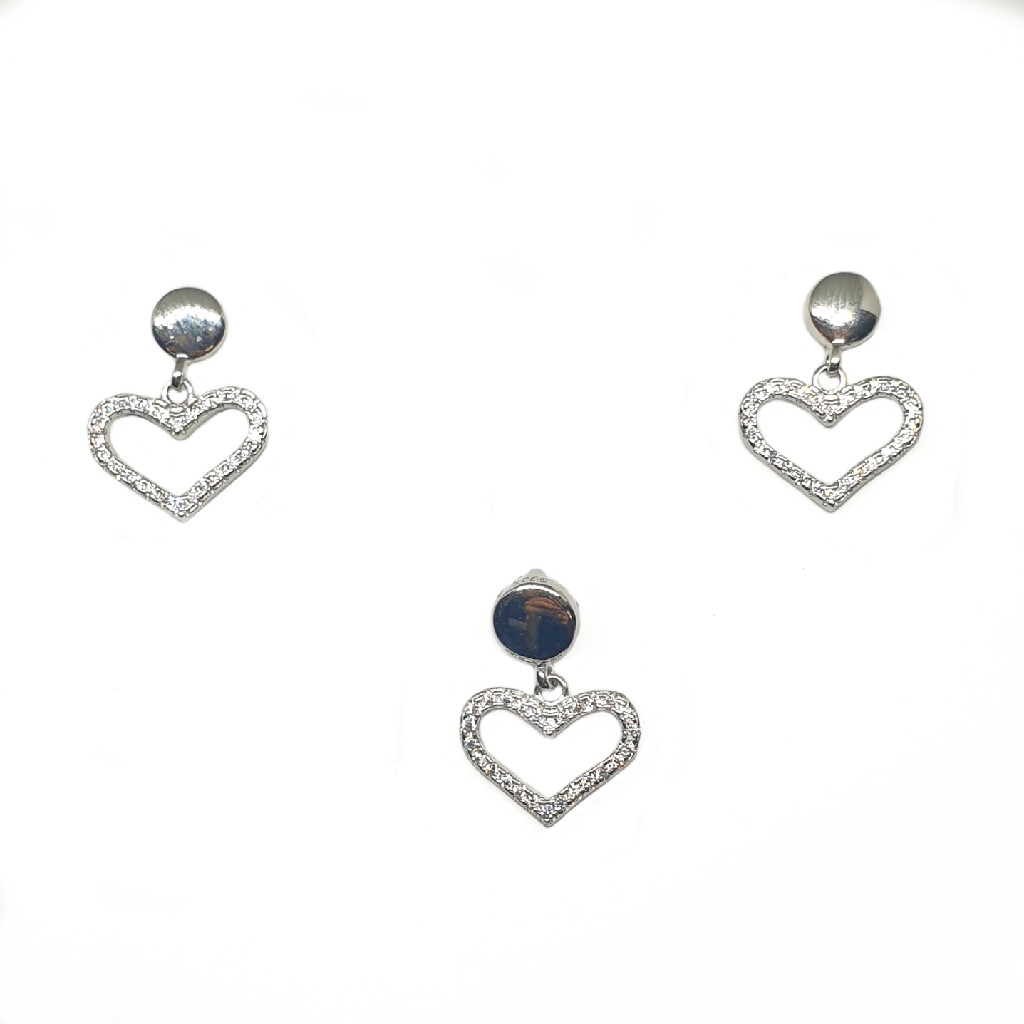 925 Sterling Silver Heart Shape Pendant Set MGA - PTS0097