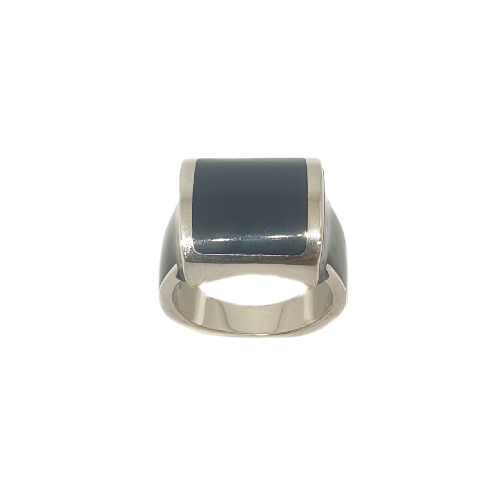 925 Sterling Silver Square Shaped Black Meenakari Ring MGA - GRS2143