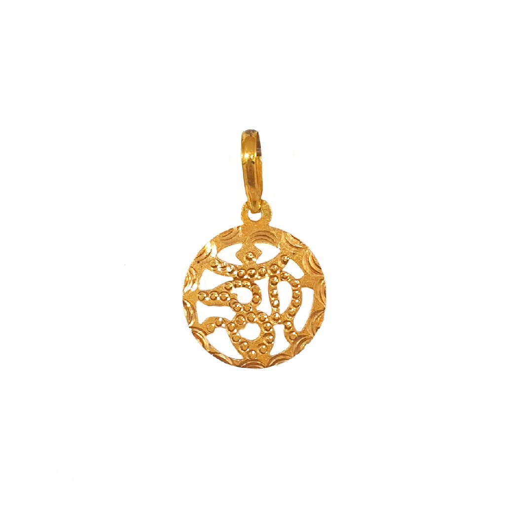 18K Gold Round Shaped Om Pendant MGA - PDG0016